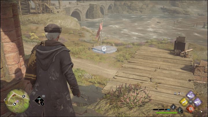 You will have to lead the sphere to a special place - a wooden footbridge (visible in the screenshot) - Hogwarts Legacy: Poidsear Coast - all Merlin Trials - Hogwarts Legacy: Merlins Trials - Hogwarts Legacy Guide