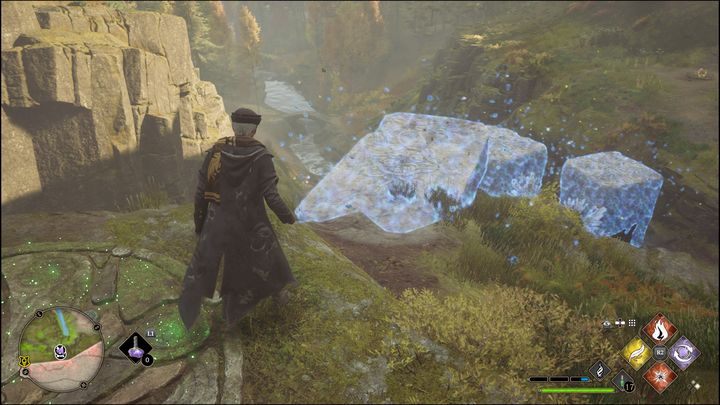 After activating the trial, your task will be to jump on the stone platforms - Hogwarts Legacy: Hogwarts Valley - all Merlin Trials - Hogwarts Legacy: Merlins Trials - Hogwarts Legacy Guide