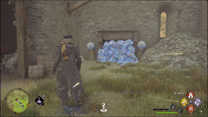 Near the walls there is the least visible group of objects that you have to destroy - Hogwarts Legacy: Hogwarts Valley - all Merlin Trials - Hogwarts Legacy: Merlins Trials - Hogwarts Legacy Guide