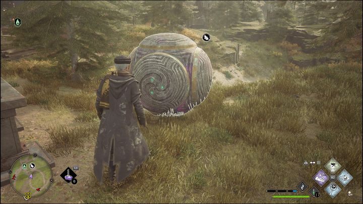 The task is very simple, just use Accio or Flipendo to move the big ball and lead it to a specially designated place (use Revelio to find out where it is) - Hogwarts Legacy: Hogwarts Valley - all Merlin Trials - Hogwarts Legacy: Merlins Trials - Hogwarts Legacy Guide