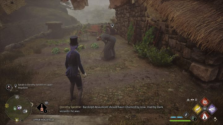 Go to Upper Hogsfield and talk to the woman standing near the fast travel point in the village - Hogwarts Legacy: A Friend in Deed - walkthrough - Hogwarts Legacy: Hogsmeade Side Quests - Hogwarts Legacy Guide
