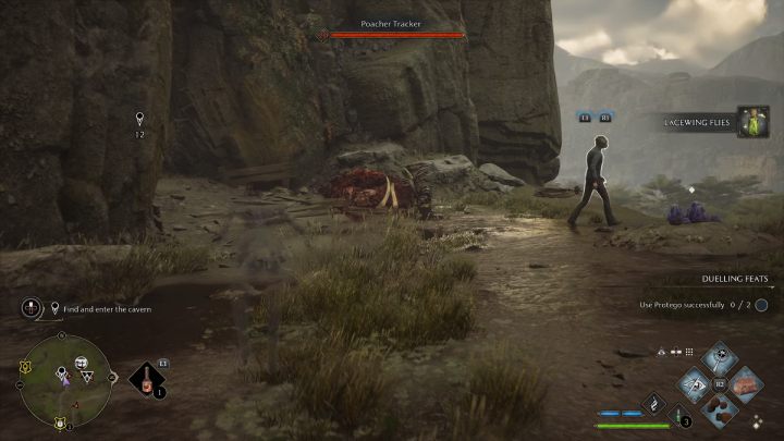 Fly to the cave indicated on the screen and land at a safe distance - Hogwarts Legacy: A Friend in Deed - walkthrough - Hogwarts Legacy: Hogsmeade Side Quests - Hogwarts Legacy Guide