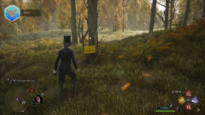 After fighting the wolves, use the Revelio spell and find Archie's bag on the nearby tree - Hogwarts Legacy: The Lost Child - Hogwarts Legacy: Relationship quests - Natty - Hogwarts Legacy Guide