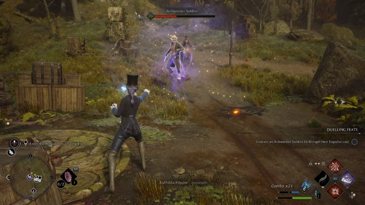 Before reaching the encampment, use a camouflage spell - Hogwarts Legacy: The Lost Child - Hogwarts Legacy: Relationship quests - Natty - Hogwarts Legacy Guide