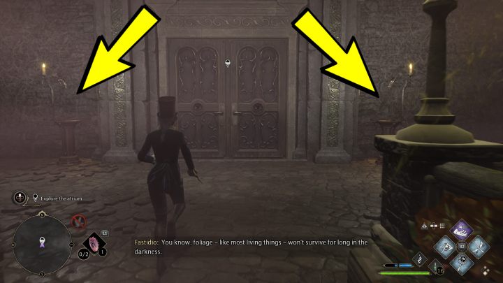 To go to the atrium, you need to choose the door on the right - Hogwarts Legacy: Minding Your Own Business - Hogwarts Legacy: Hogsmeade Side Quests - Hogwarts Legacy Guide