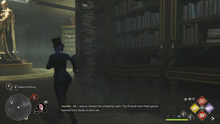 As you enter the library, the room itself will expand in size - Hogwarts Legacy: Minding Your Own Business - Hogwarts Legacy: Hogsmeade Side Quests - Hogwarts Legacy Guide