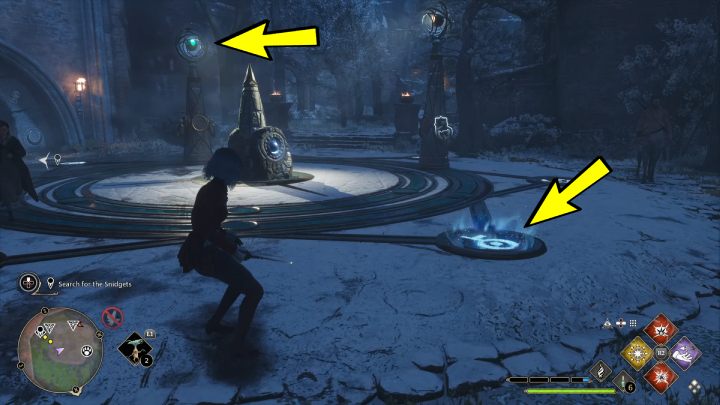 Use the Accio spell to move the stone with the blue light so that the light falls on the symbol shown in the picture above - Hogwarts Legacy: A Bird in the Hand - Hogwarts Legacy: Relationship quests - Poppy - Hogwarts Legacy Guide