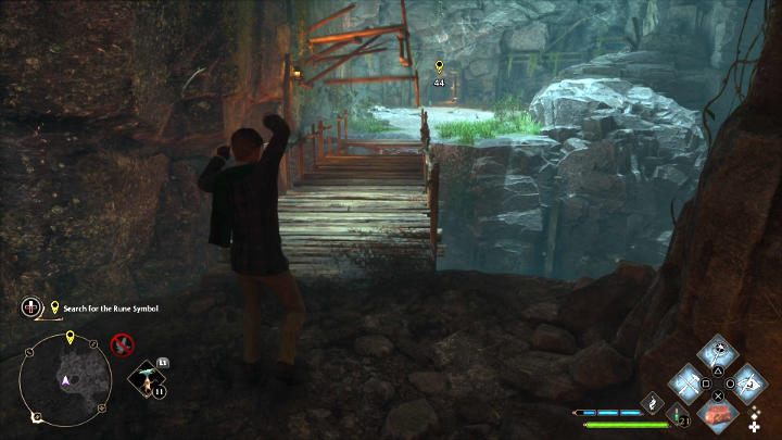 Going further, you will reach a destroyed bridge - repair it with the Reparo spell, keep going and fight more enemies - Hogwarts Legacy: In the Shadow of the Mine - Hogwarts Legacy: Main quests - Hogwarts Legacy Guide