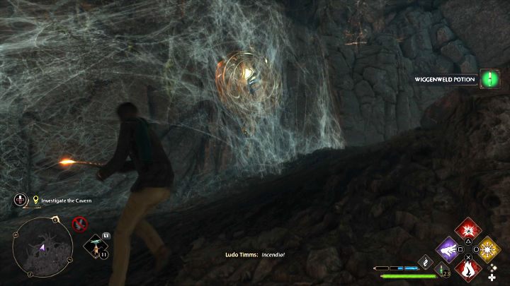 After defeating all the enemies , you will need to hit three runes with a fire spell to open the door - Hogwarts Legacy: In the Shadow of the Mine - Hogwarts Legacy: Main quests - Hogwarts Legacy Guide