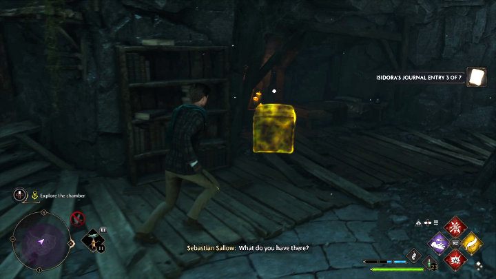 After entering the chamber, collect the pieces of the portrait from the chest - you will find it in the place shown in the picture above - Hogwarts Legacy: In the Shadow of the Mine - Hogwarts Legacy: Main quests - Hogwarts Legacy Guide