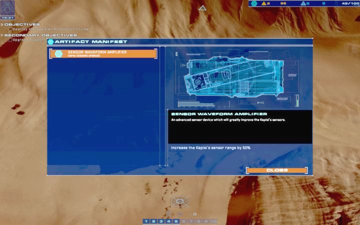 In Artifact Manifest you can view what bonuses are provided by the artifact Rachel obtained. - Mission 3 - Cape Wrath - Campaign mode walkthrough - Homeworld: Deserts of Kharak Game Guide