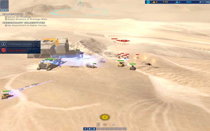 Deploy sensors in the corner, between the wreck and rocks. This will make them more difficult to hit at a long range. - Mission 4 - Kalash Site - Campaign mode walkthrough - Homeworld: Deserts of Kharak Game Guide