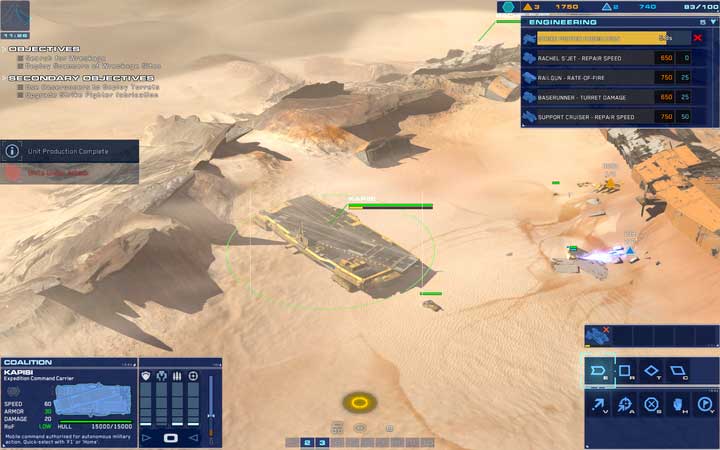 Keep producing units or researching into technologies. - Mission 4 - Kalash Site - Campaign mode walkthrough - Homeworld: Deserts of Kharak Game Guide