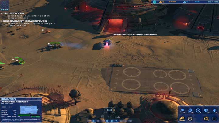 You can repair the enemy vehicle to seize it - it is the Honorguard Cruiser, a bit cranked up. - Mission 7 - Gaalsien Base - Campaign mode walkthrough - Homeworld: Deserts of Kharak Game Guide