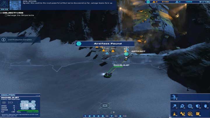 There always is an artifact in the first wreck; this is a part of the mission. - Mission 8 - Tombs of the Ancients - Campaign mode walkthrough - Homeworld: Deserts of Kharak Game Guide
