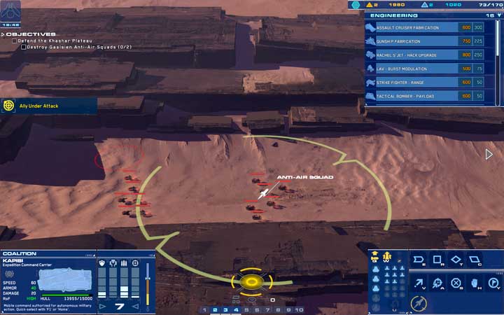 You can destroy remnants with the Carriers missiles. There is no need to spare resources at this point. - Mission 11 - Khashar Plateau - Campaign mode walkthrough - Homeworld: Deserts of Kharak Game Guide