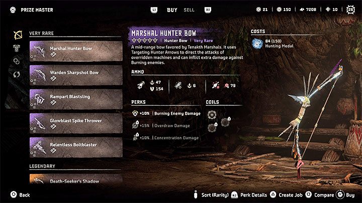 After talking to Dukkah, a trade menu will pop up and the available options include exchanging your hunting medals for unique equipment - weapons, outfits and their upgrades - Horizon Forbidden West: Where to spend Hunting Medals? - Exploration - Horizon Forbidden West Guide