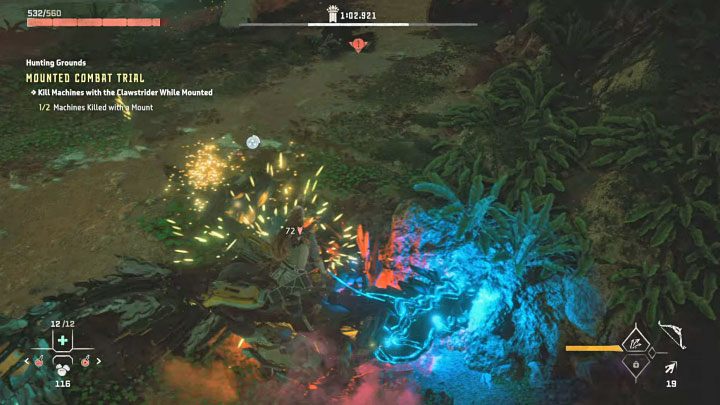 While completing this challenge, make sure to ignore the Tremortusk and avoid its attacks - Horizon Forbidden West: Hunting Grounds: The Raintrace - trials walkthrough - Hunting grounds - Horizon Forbidden West Guide