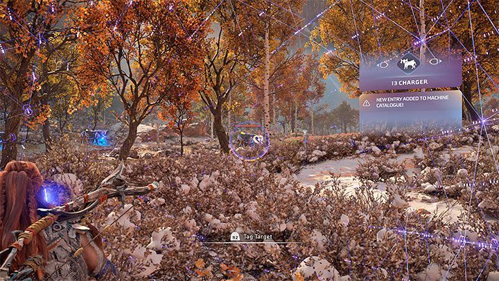 After reaching a Charger site or noticing them during exploration you must sneak up to one of them - Horizon Forbidden West: How to override and mount a Charger? - Exploration - Horizon Forbidden West Guide