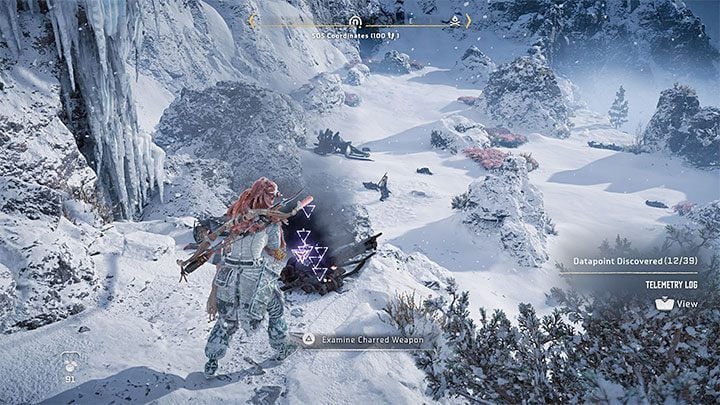 Focus mode will help you search for things to investigate - it will tag these spots purple - Horizon Forbidden West: Cradle of Echoes - walkthrough - Main Storyline - Horizon Forbidden West Guide