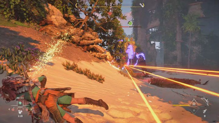 React to Thunderjaw's attempts to charge or strike you with its tails - dodge and quickly run away to some other section of the arena to create some distance between you again - Horizon Forbidden West: Faros Tomb - walkthrough - Main Storyline - Horizon Forbidden West Guide