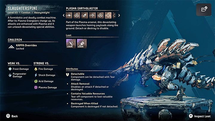 As per usual, begin the Slaughterspine battle by scanning the enemy machine - Horizon Forbidden West: Slaughterspine - Cauldron GEMINI boss, how to defeat? - Bosses - Horizon Forbidden West Guide