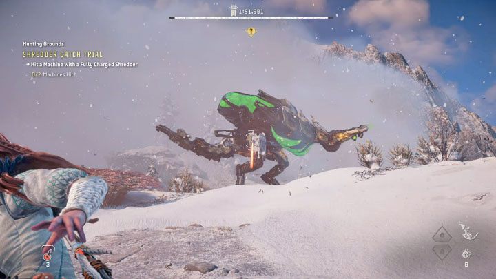 To complete the trial, select any machine, e - Horizon Forbidden West: Hunting Grounds: Sheerside Mountains - trial walkthrough - Hunting grounds - Horizon Forbidden West Guide