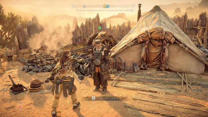 When you reach the camp Keruf mentioned, you will encounter another Salvager who will offer you some initial contracts - Horizon Forbidden West: Salvage Contracts - list and general information - Salvage Contracts - Horizon Forbidden West Guide