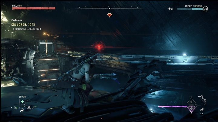 After climbing on the Tallneck's head, get ready to shoot - Horizon Forbidden West: Tallneck (Salt Bite) - location - Salt Bite - Horizon Forbidden West Guide