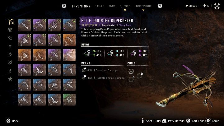 Of course, additional weapons can be added on the weapon wheel so you can complete the set according to your preference, for example, with the Ropecaster or the Tripcaster - Horizon Forbidden West: Recommended weapon list - Basics - Horizon Forbidden West Guide