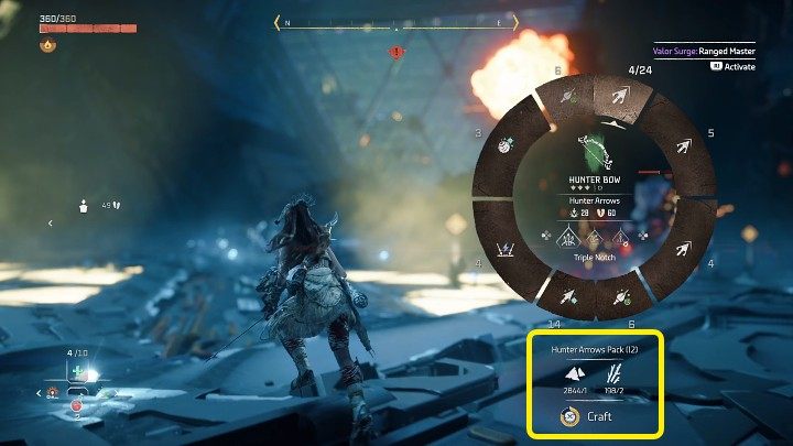 In Horizon Forbidden West, you can craft arrows and ammunition not only at the workbenches but even during combat - Horizon Forbidden West: Crafting and upgrading equipment - Basics - Horizon Forbidden West Guide