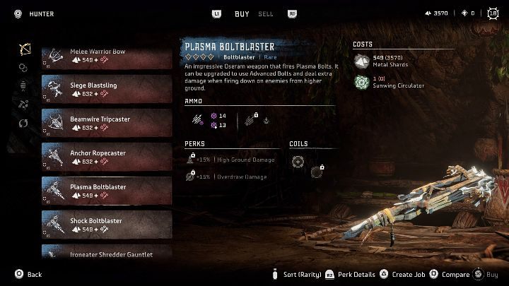 A heavy weapon that fires a series of bolts - Horizon Forbidden West: Ranged weapons - types, applications - Basics - Horizon Forbidden West Guide