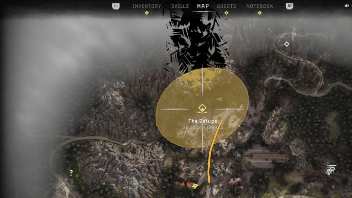 Swim up to the cave near the upper part of the sunken village and kill the Burrowers patrolling the area - Horizon Forbidden West: The Deluge - walkthrough - Side quests - Horizon Forbidden West Guide