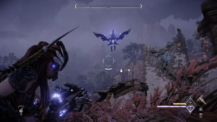 Hiding in the tall grass, kill the Burrowers first and then deal with the two Frost Glinthawks - Horizon Forbidden West: A Tribe Apart - walkthrough - Side quests - Horizon Forbidden West Guide