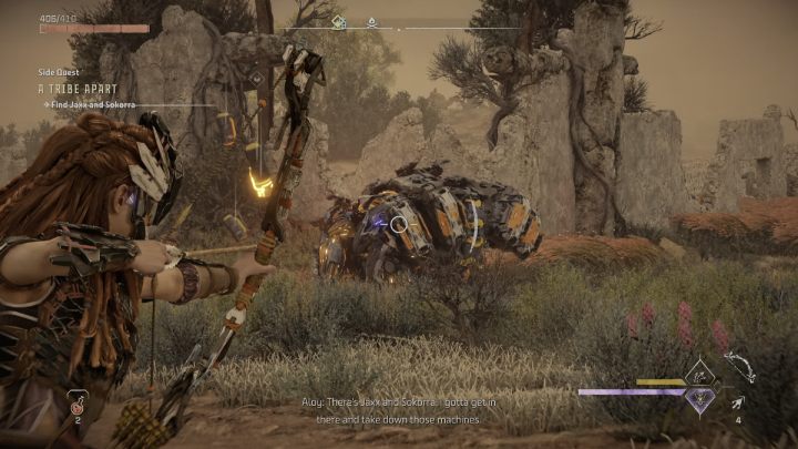 Catch up with Jaxx and Sokorra and kill the 3 machines that attack them - Horizon Forbidden West: A Tribe Apart - walkthrough - Side quests - Horizon Forbidden West Guide