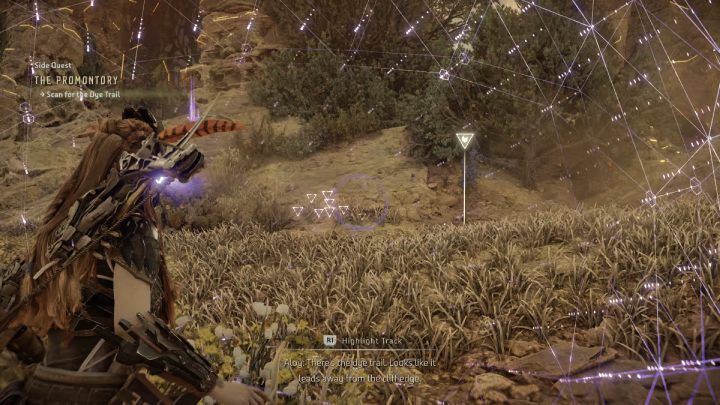 Activate the focus again and select found trails - Horizon Forbidden West: The Promontory - walkthrough - Side quests - Horizon Forbidden West Guide