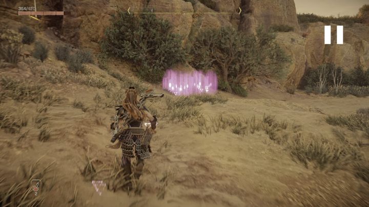 Activate focus, mark the trails you found, and walk down to the sandy clearing - Horizon Forbidden West: The Promontory - walkthrough - Side quests - Horizon Forbidden West Guide