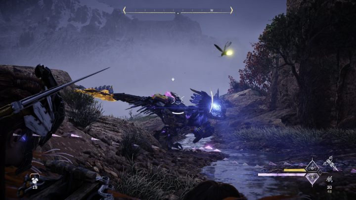 Hide in the tall grass and choose a weapon that deals shock damage, to which the Apex Clawstrider is vulnerable - Horizon Forbidden West: The Oldgrowth - walkthrough - Errands - Horizon Forbidden West Guide