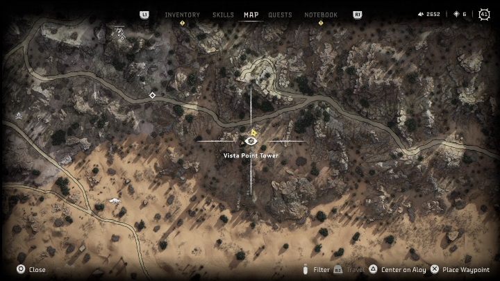 You will reach this point by walking just off the path located in the northern part of the Stillsands region - Horizon Forbidden West: Vista Point - list of all - Secrets & Collectibles - Horizon Forbidden West Guide