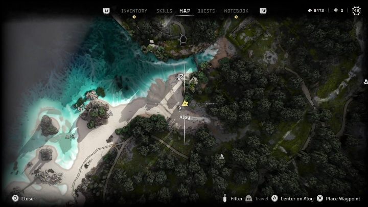 This point is on the beach, in the western part of the map - Horizon Forbidden West: Vista Point - list of all - Secrets & Collectibles - Horizon Forbidden West Guide