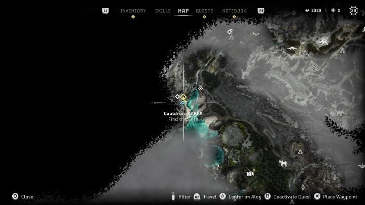 You'll find this cauldron underwater, just over the mountains in the northern part of The Stand of the Sentinels region - Horizon Forbidden West: Cauldron KAPPA (The Stand of the Sentinels) - location, walkthrough - The Stand of the Sentinels - Horizon Forbidden West Guide