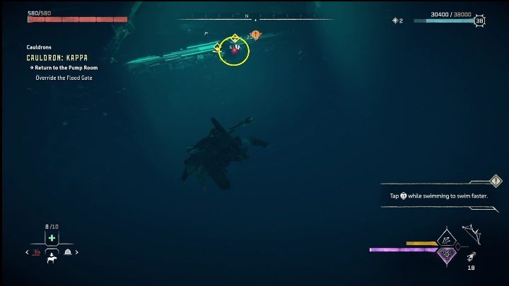 You will reach the location where the cauldron's boss is swimming - Horizon Forbidden West: Cauldron KAPPA (The Stand of the Sentinels) - location, walkthrough - The Stand of the Sentinels - Horizon Forbidden West Guide