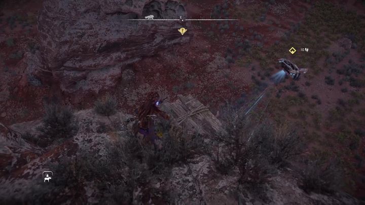 To reach the drone you must climb the rock formation it circles around - Horizon Forbidden West: Survey drones - locations - Secrets & Collectibles - Horizon Forbidden West Guide