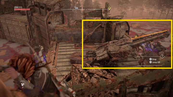 To reach it you must climb the walls onto the gate-like structure - Horizon Forbidden West: Survey drones - locations - Secrets & Collectibles - Horizon Forbidden West Guide