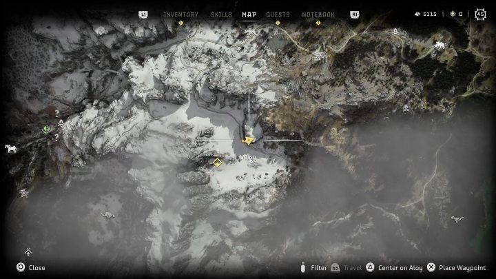 This drone circles the mountains east of The Stand of the Sentinels Tallneck - Horizon Forbidden West: Survey drones - locations - Secrets & Collectibles - Horizon Forbidden West Guide