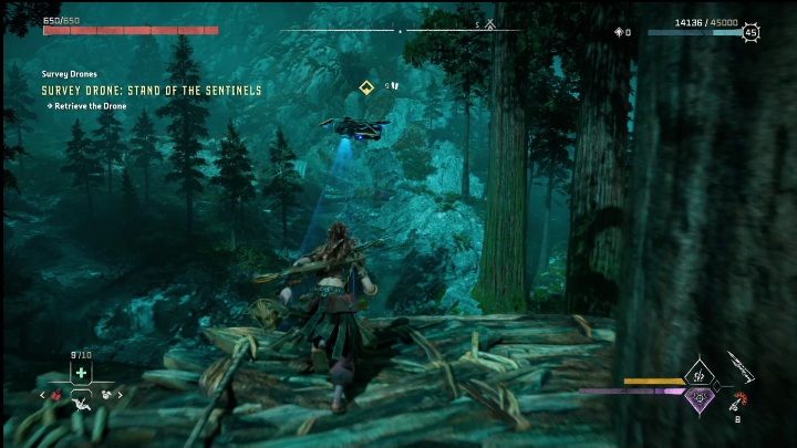 To get the drone you must climb onto the highest wooden ledge by the tree - Horizon Forbidden West: Survey drones - locations - Secrets & Collectibles - Horizon Forbidden West Guide