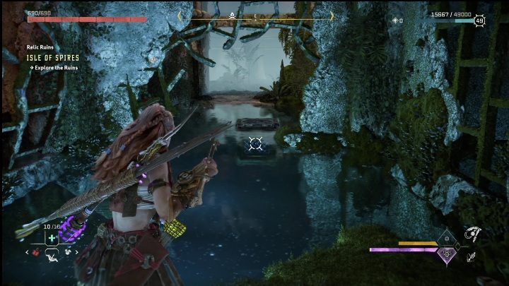 Swim further to move the chest to the left side of the ruins - Horizon Forbidden West: Golden Toucans - how to get? - Ornaments - Horizon Forbidden West Guide