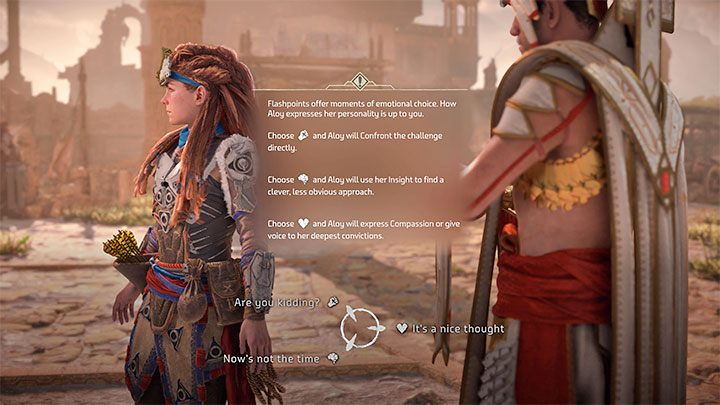 During some conversations with important characters you may encounter dialogue options tied to Aloy's emotional state - Horizon Forbidden West: Are important choices in the game? - World and game information - Horizon Forbidden West Guide
