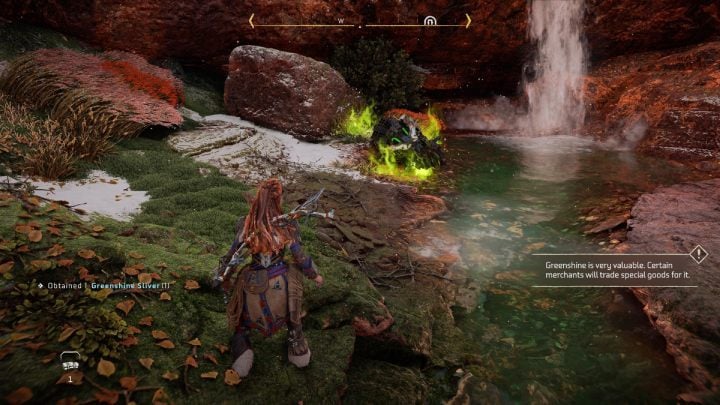 Walk under the waterfall and go to the next location marked on the map - Horizon Forbidden West: The Bristlebacks - walkthrough - Side quests - Horizon Forbidden West Guide