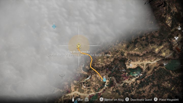 After completing the 4th main quest, The Embassy, Aloy will receive information about a rebel camp - Horizon Forbidden West: The Bristlebacks - walkthrough - Side quests - Horizon Forbidden West Guide